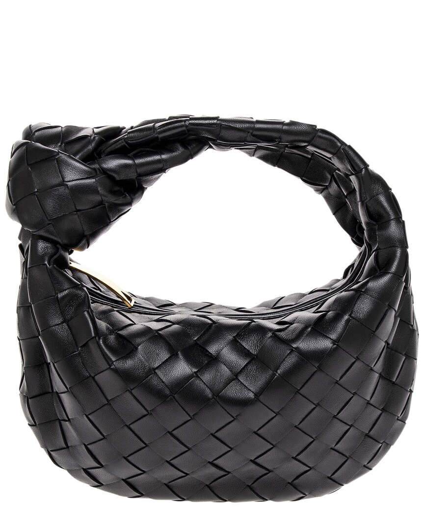 Shop Bottega Veneta Mini Jodie Leather Hobo Bag In Black