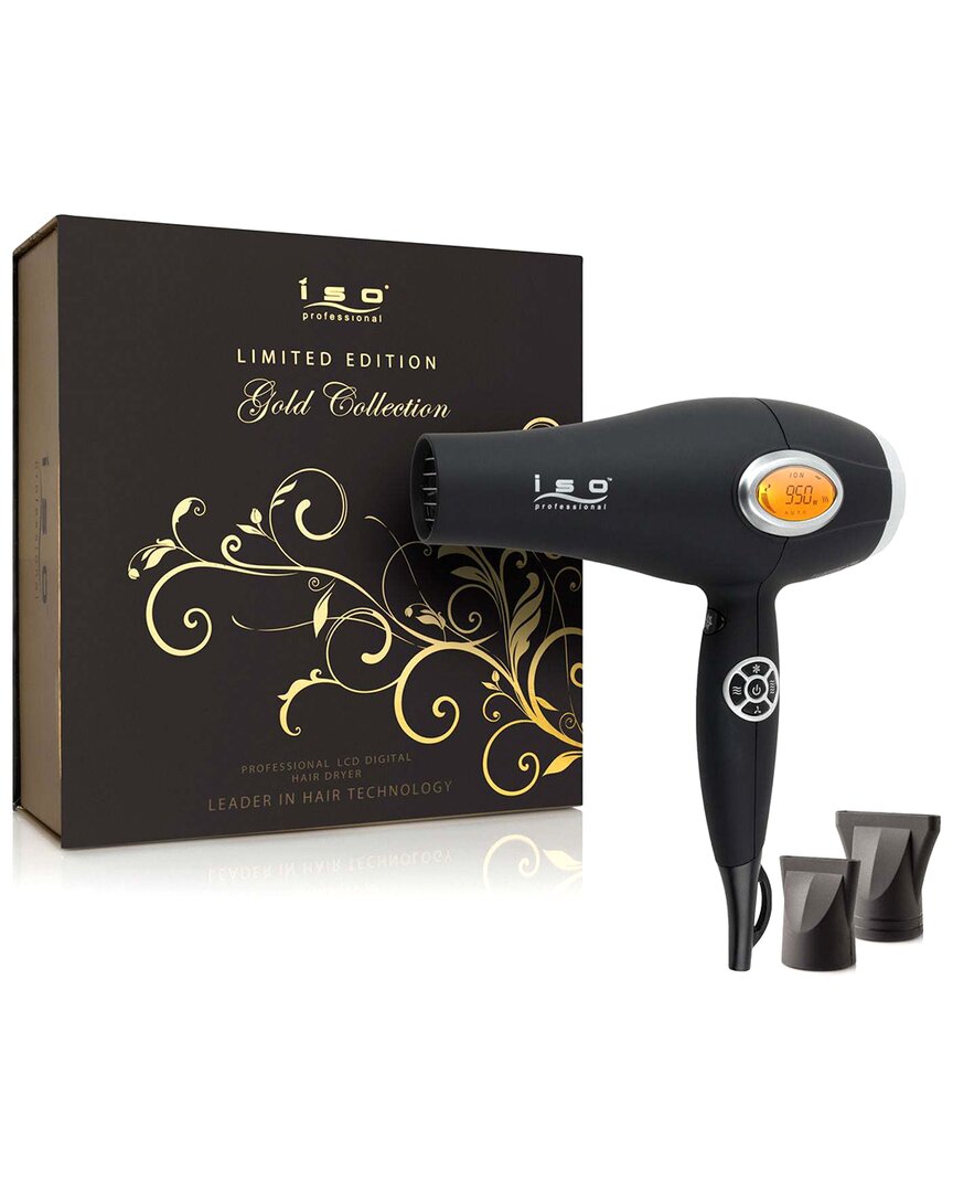 Iso Beauty Unisex Digital 1875w Pro Ionic Hair Dryer With Lcd Digital Display - Gold Collection