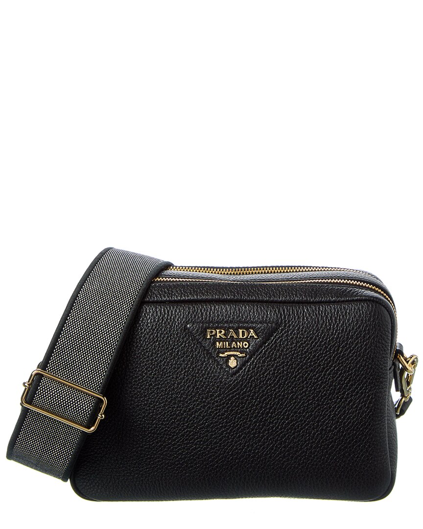 Prada Medium Leather Shoulder Bag In Black