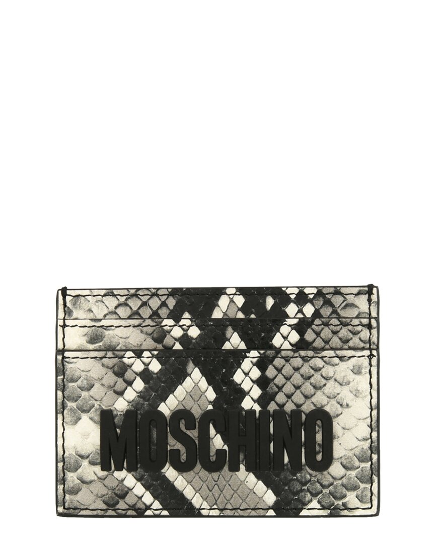 Shop Moschino Leather Card Holder In White