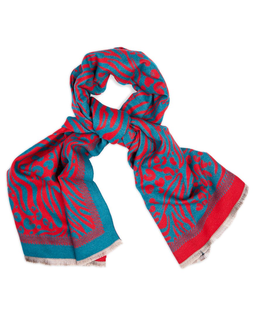 Saachi Animal Print Reversible Scarf In Red