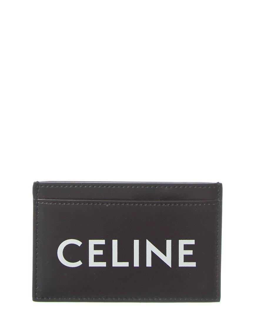 Shop Celine Logo Leather Card Case In Black