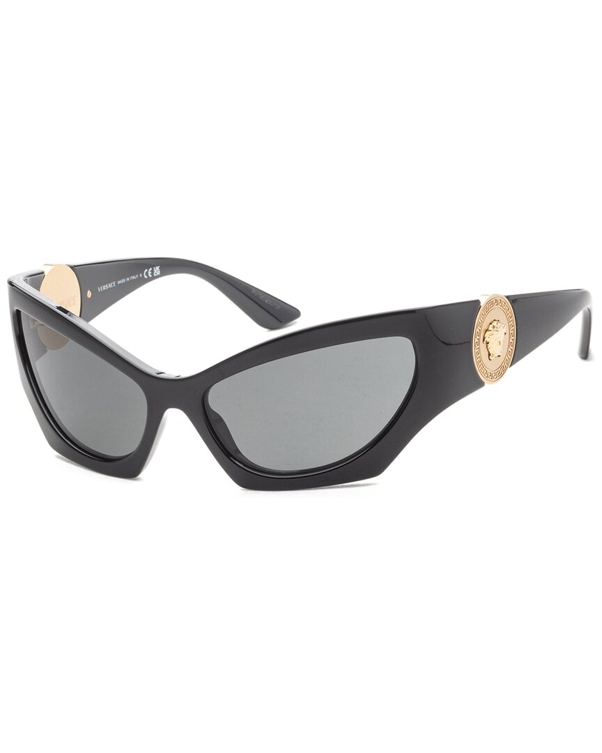 Versace Black/Grey Ve4450 Gb1/87 Woman Sunglasses Injected Cat Eye Normal - Image 3