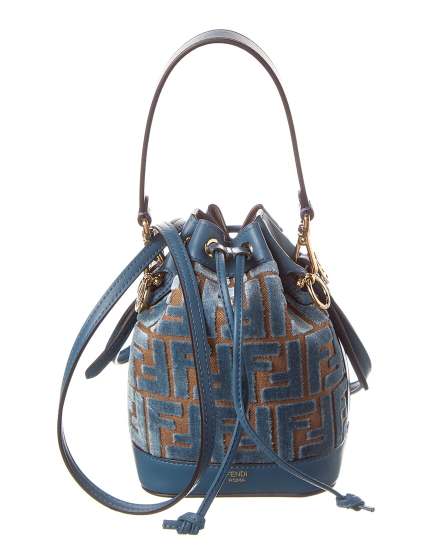 Fendi Mon Tresor Mini Ff Velvet & Leather Bucket Bag