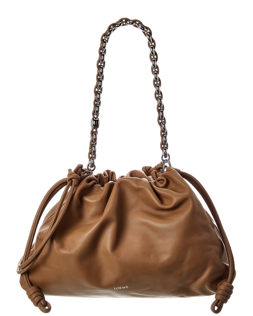 Loewe Flamenco Large Leather Clutch In Brown