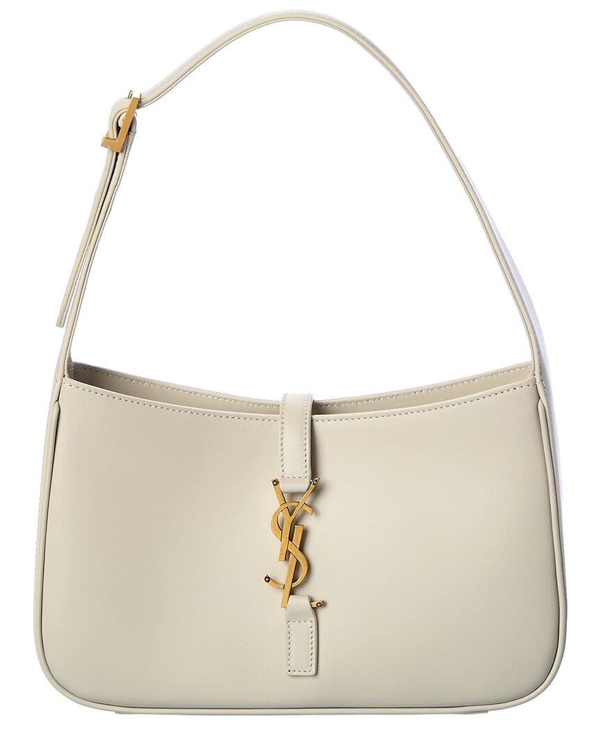 Saint Laurent Smooth Leather Hobo Bag In White