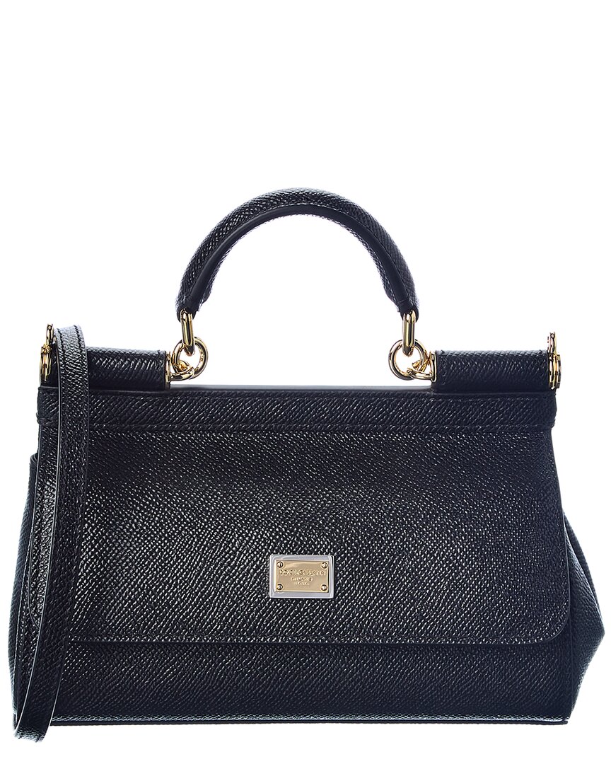 Shop Dolce & Gabbana Sicily Small Leather Satchel In Black