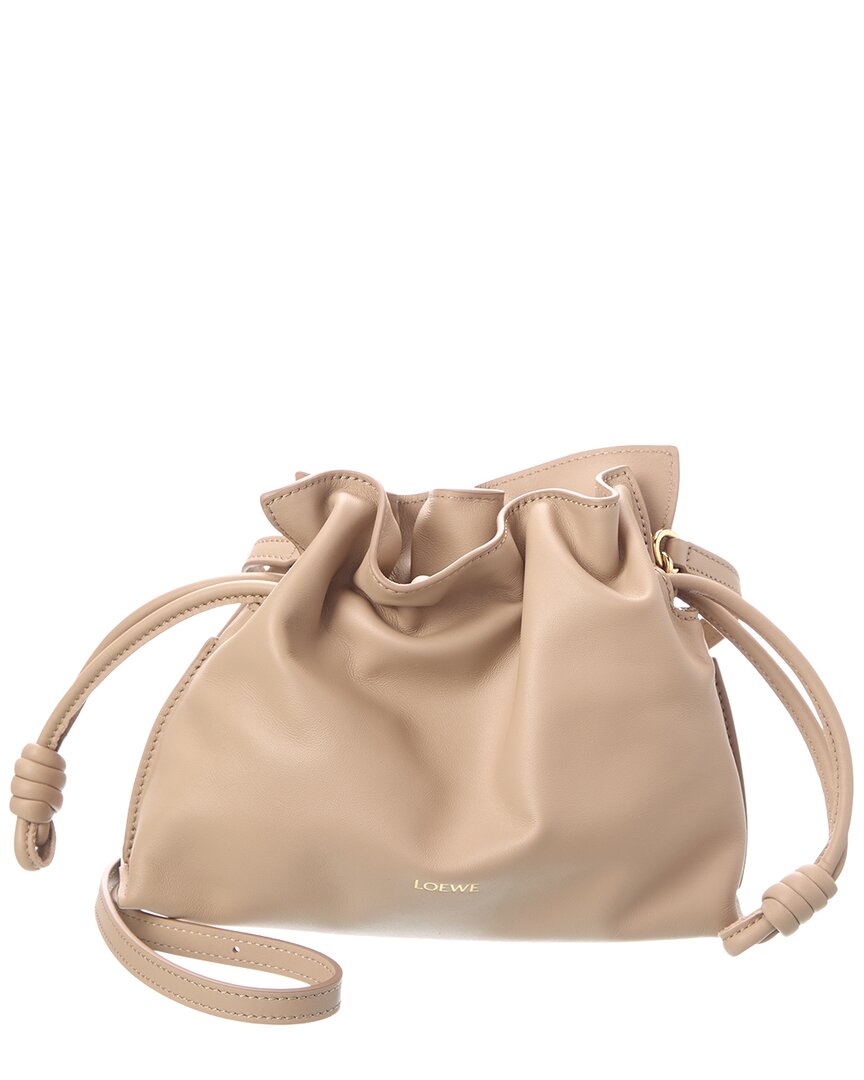 Loewe Flamenco Mini Leather Clutch In Sand