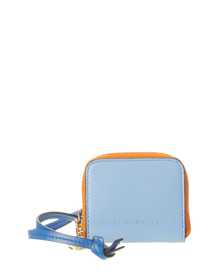 Stella Mccartney Logo Leather Pouch In Blue