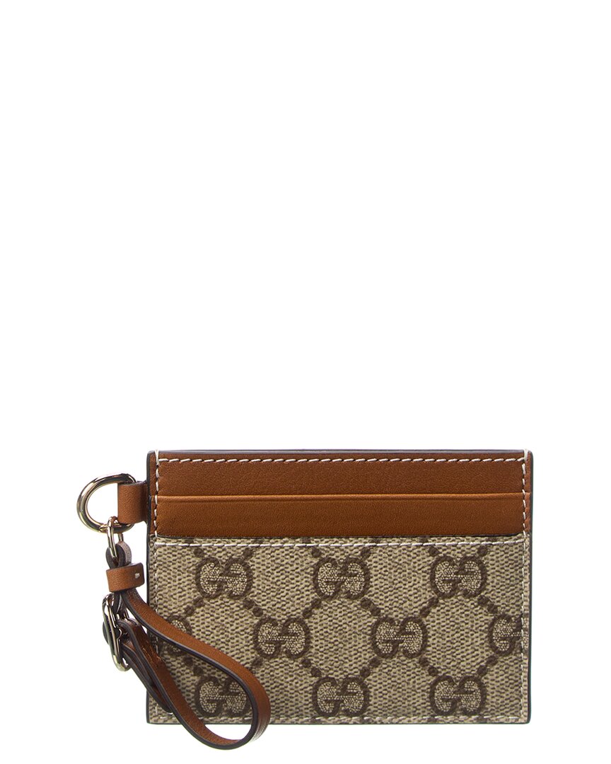 Gucci Emblem Gg Supreme Canvas & Leather Card Case