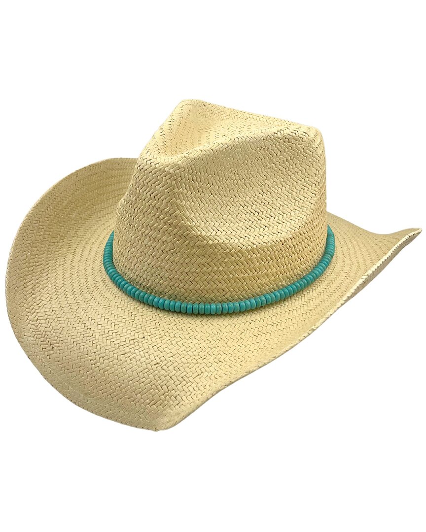 Marcus Adler Beaded Trim Straw Cowboy Hat