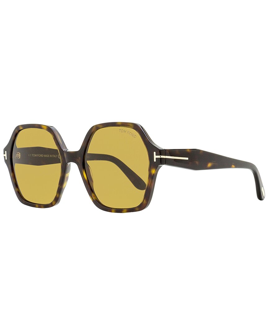 Tom Ford Geometric Full Rim, With A Dark Havana Frame And Brown Lens.