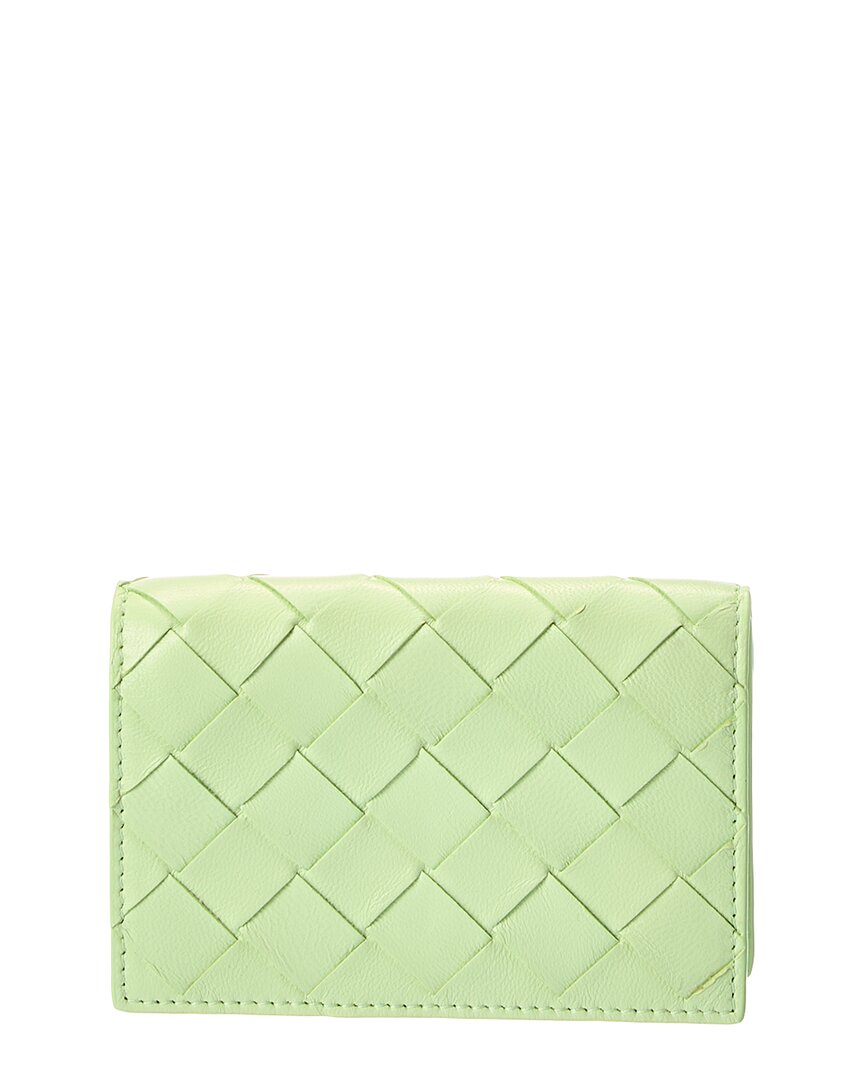 Bottega Veneta Small Intrecciato Leather Card Case In Green