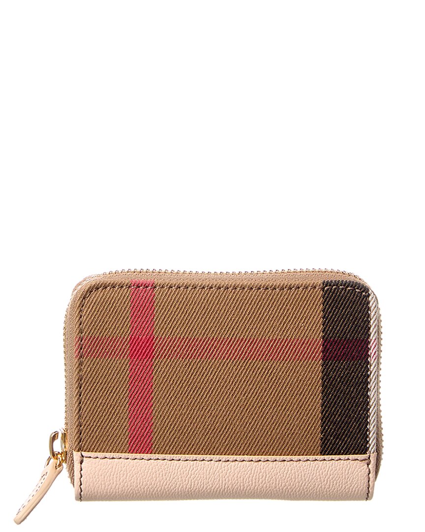 Shop Burberry Check Canvas & Leather Coin Purse
