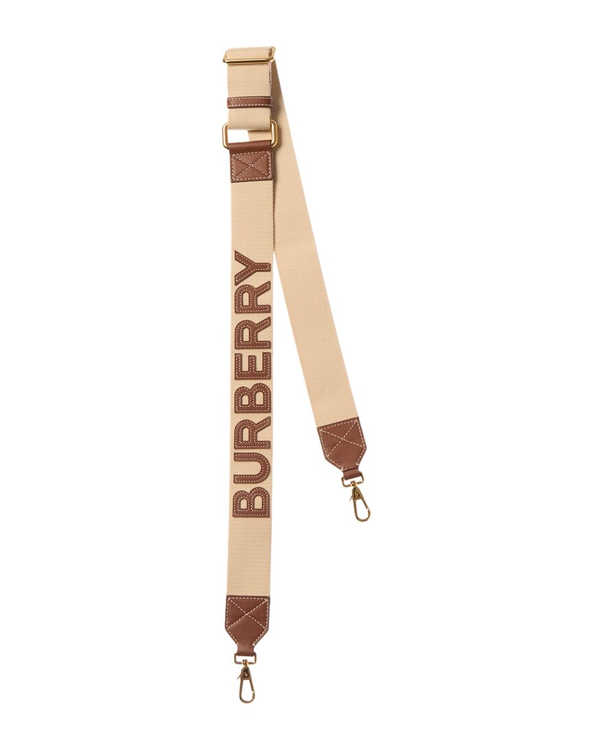 Shop Burberry Logo Canvas & Leather Shoulder Strap