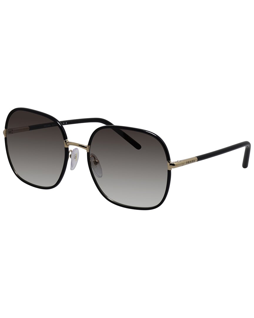 Prada Womens Black Pr 67xs 58 Rectangle-frame Metal Sunglasses