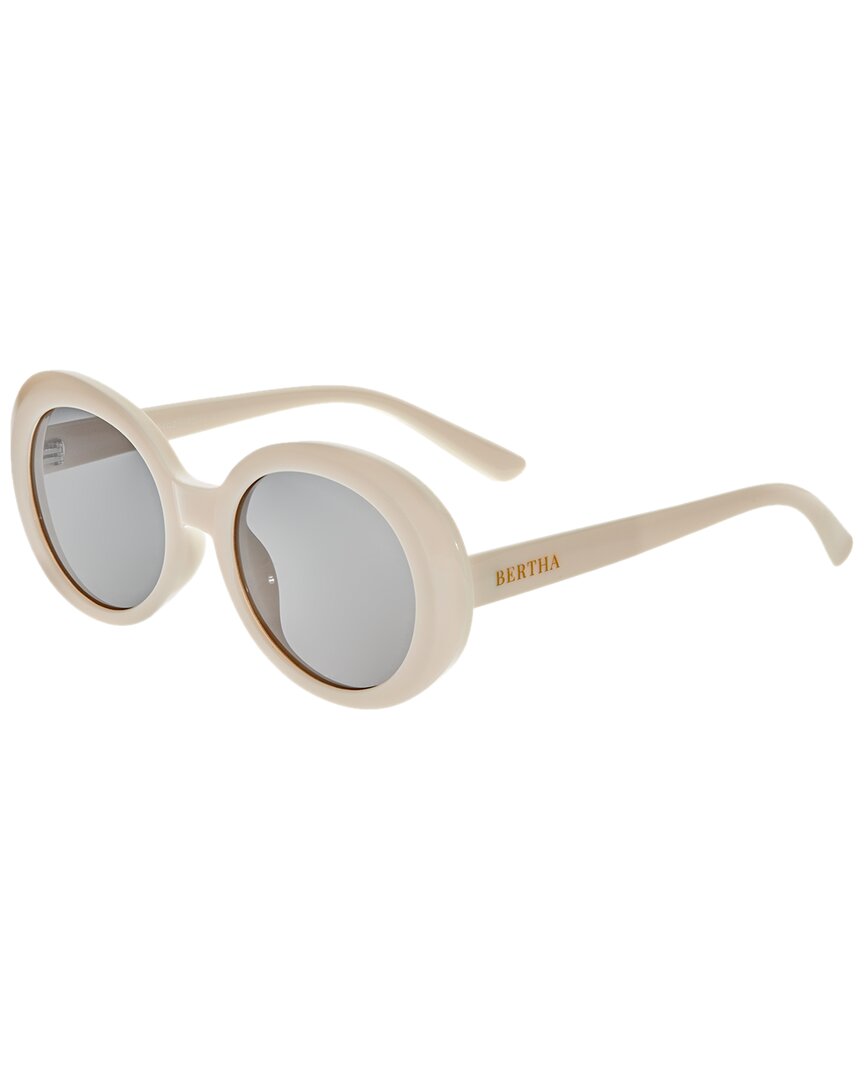 Bertha Ladies White Oval Sunglasses Brsbr054c2