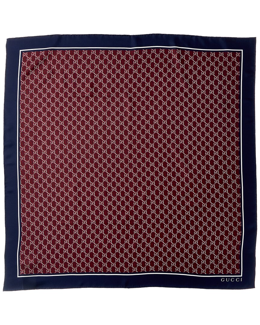 Gucci Gg Shadow-print Silk Scarf In Red