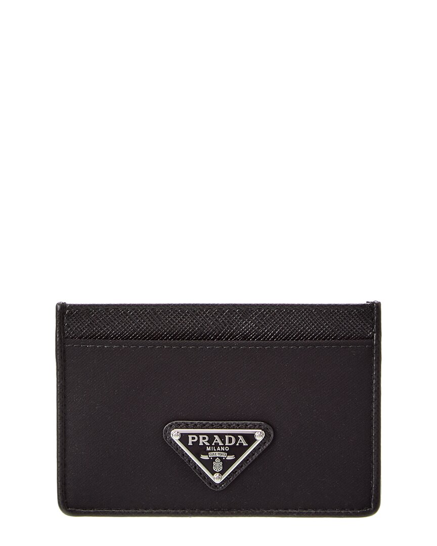 Prada Logo Canvas & Saffiano Leather Card Case