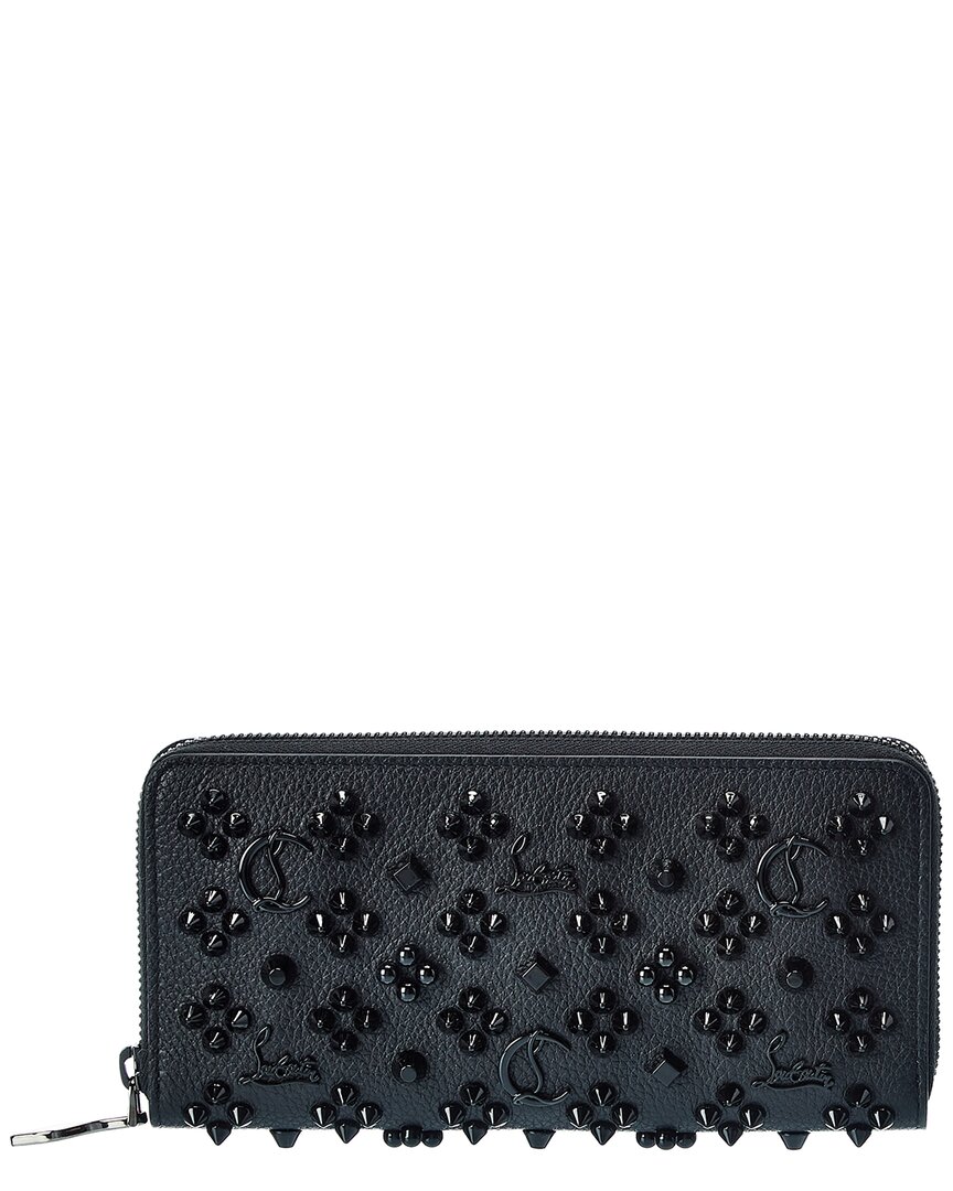 Christian Louboutin Panettone Studded Leather Zip Around Wallet In Black
