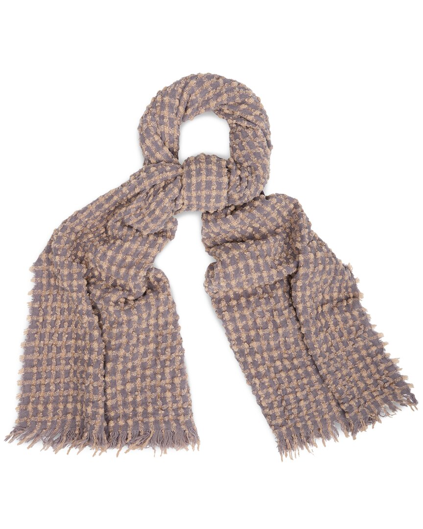 Saachi Crinkle Plaid Scarf In Brown