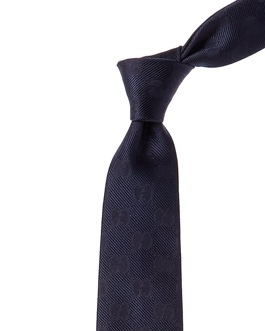 Shop Gucci Navy Silk Tie In Blue
