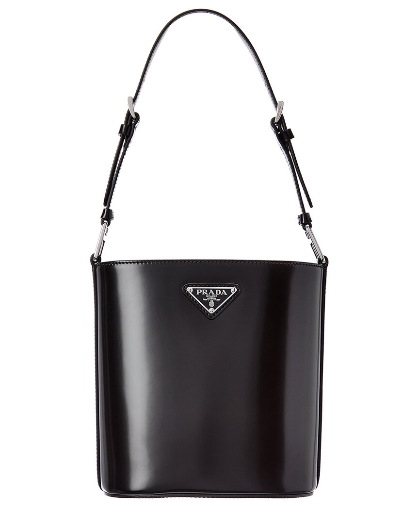 Prada prada leather bucket bag in black-Via Manzoni