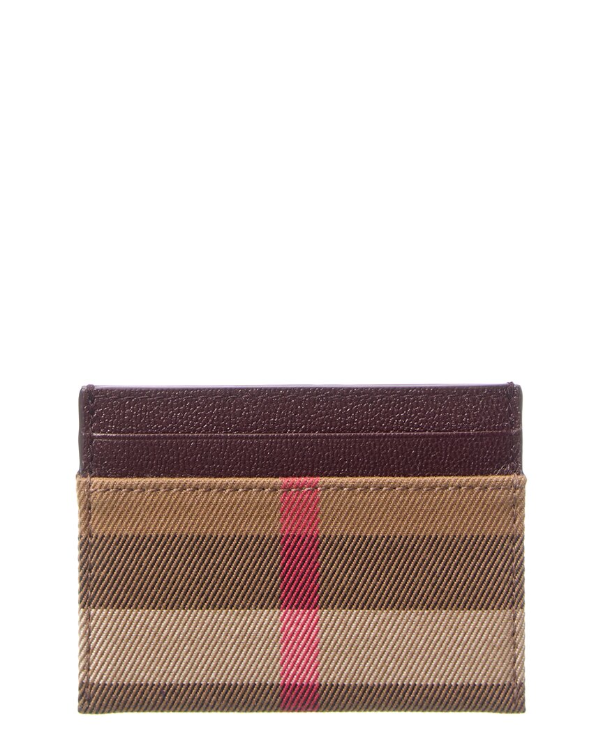 Burberry Sandon Canvas & Leather Card Holder In Brown