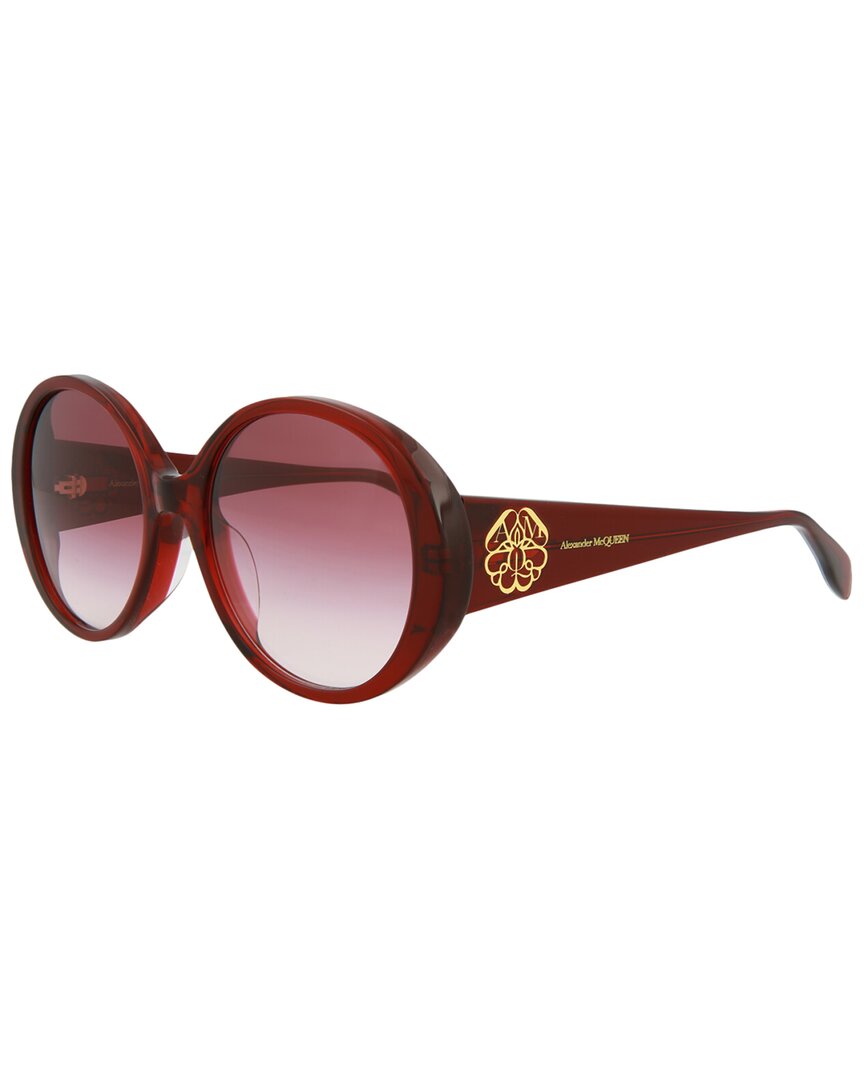Alexander Mcqueen Round-frame Acetate Sunglasses In Red
