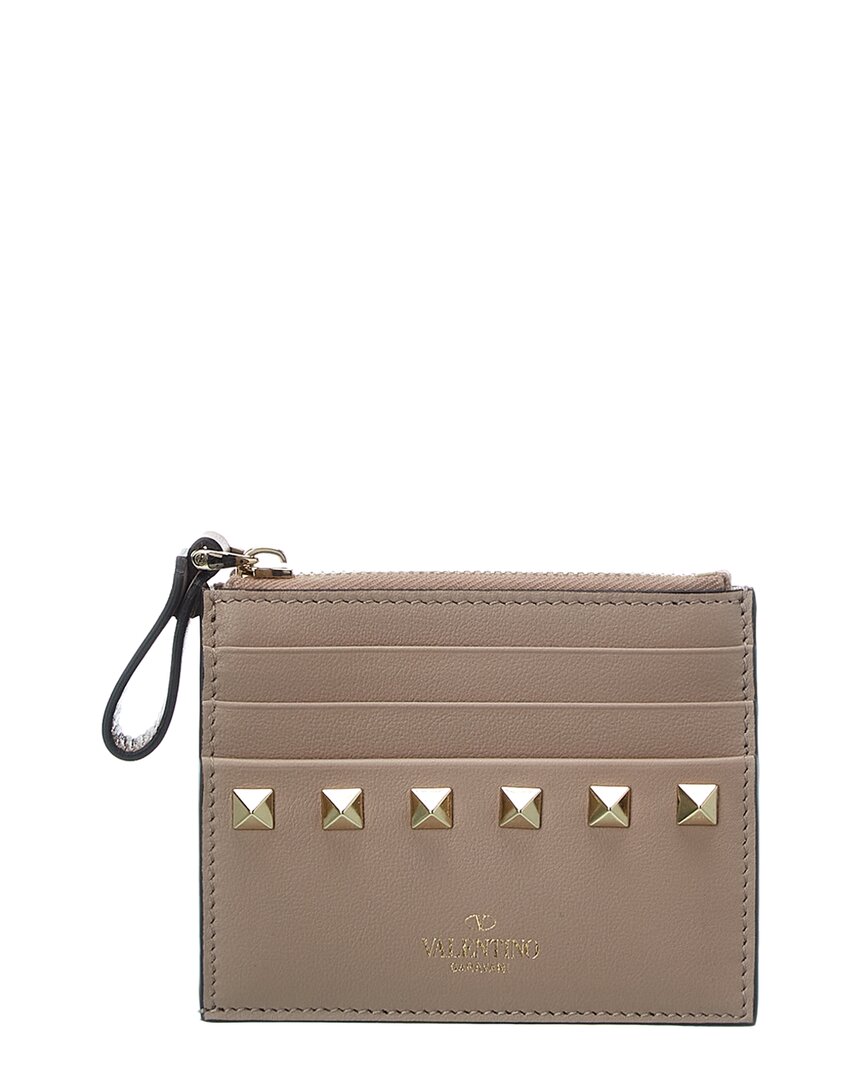 Valentino Rockstud Leather Card Holder