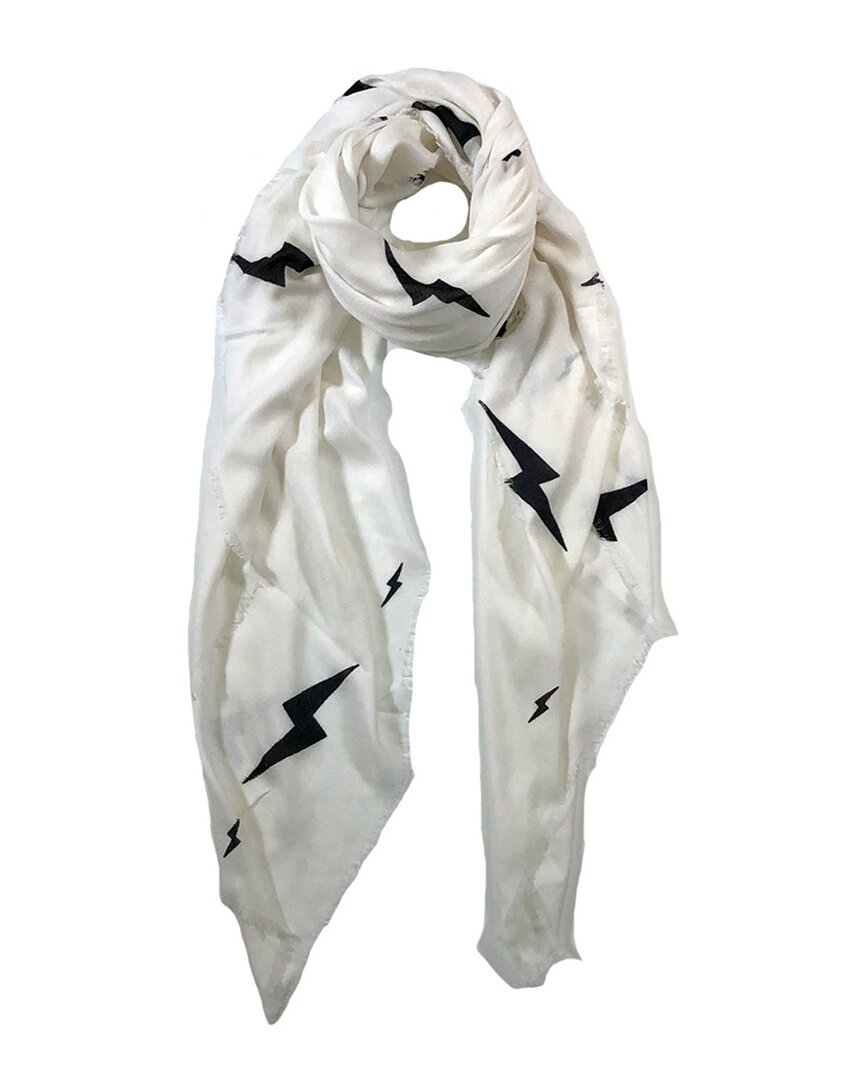 Blue Pacific Tissue Cashmere-blend Lightning Bolts Scarf In White