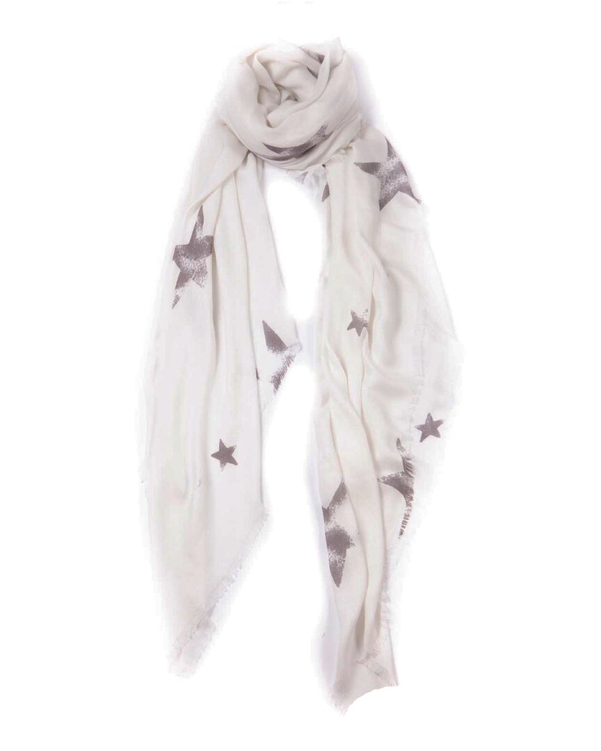 Blue Pacific Tissue Cashmere-blend Faded Stars Scarf In White
