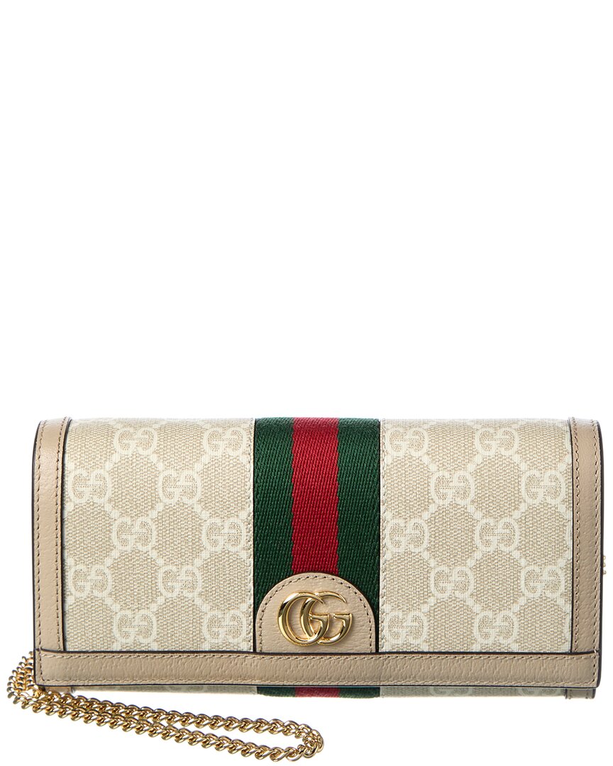 Gucci Ophidia Gg Supreme Canvas & Leather Wallet On Chain