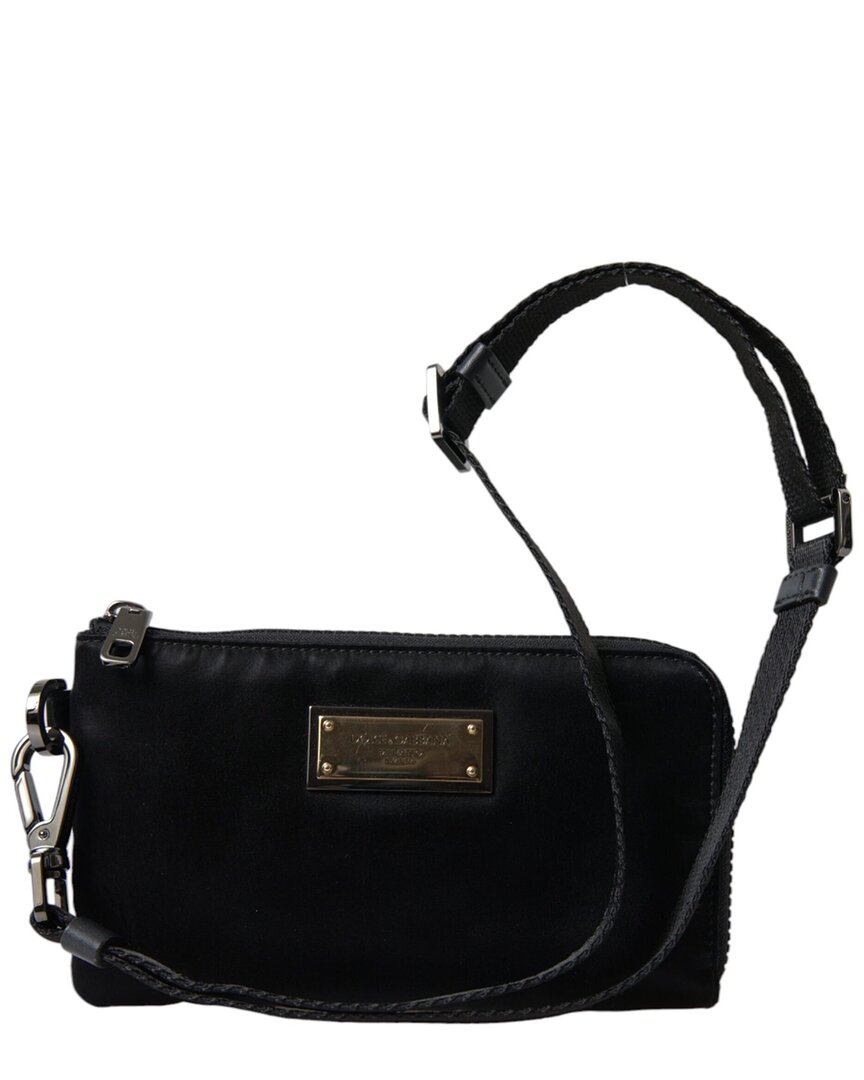 Dolce & Gabbana Nylon & Leather Pouch In Black