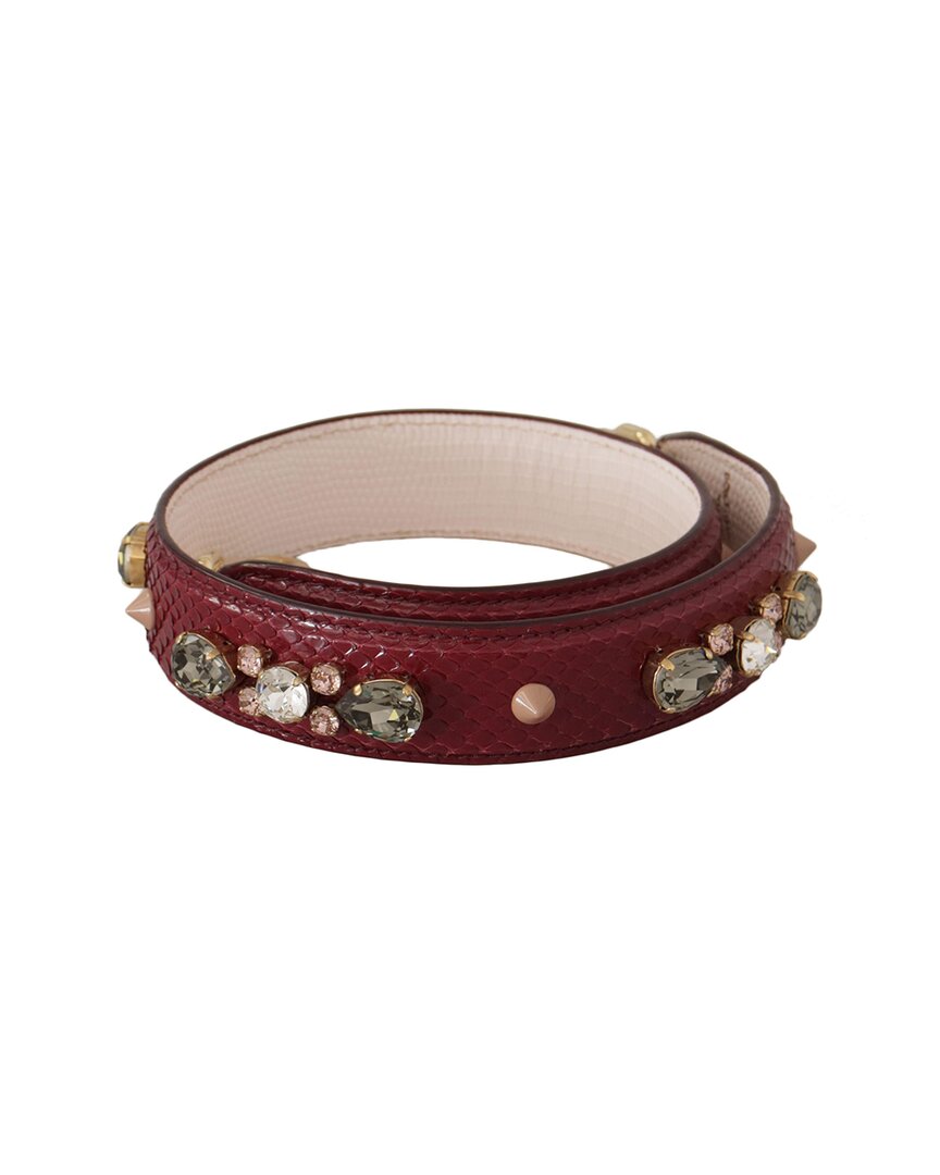 Dolce & Gabbana Bordeaux Leather Crystals Bag Shou In Red