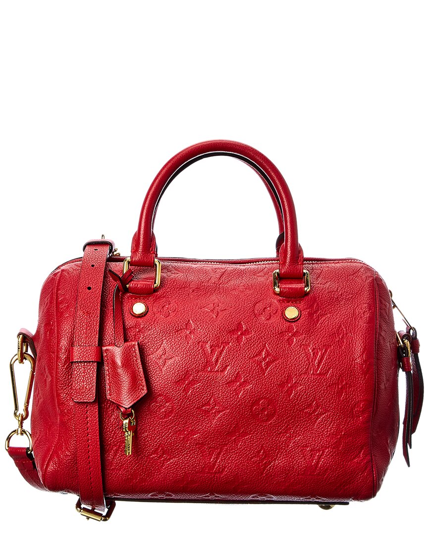 Pre-owned Louis Vuitton Red Monogram Mat Vernis Leather Speedy 25 Bandouliere (authentic )