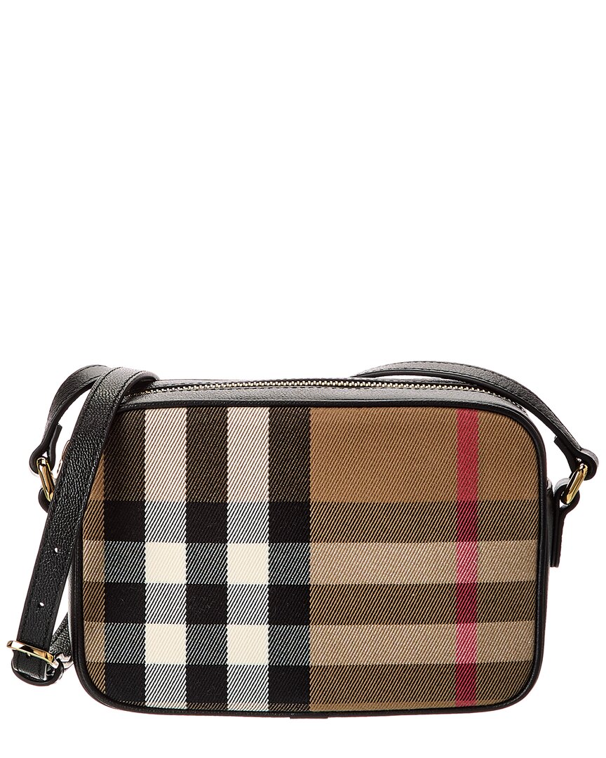 Burberry Check Canvas & Leather Camera Bag