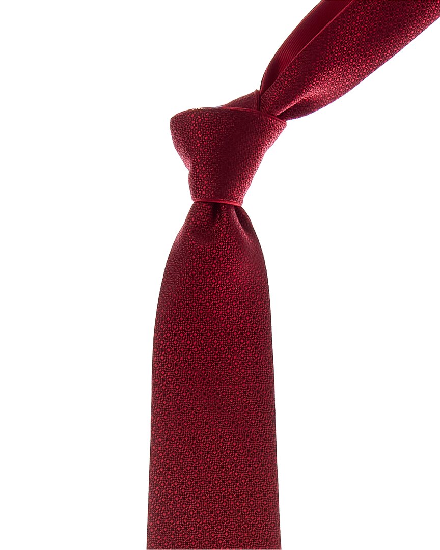 Canali Red Golfers/solid Reversible Silk Tie