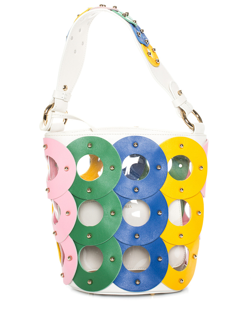 Image of Sara Battaglia Multicolor Leather O Ring Bucket Bag, NWT