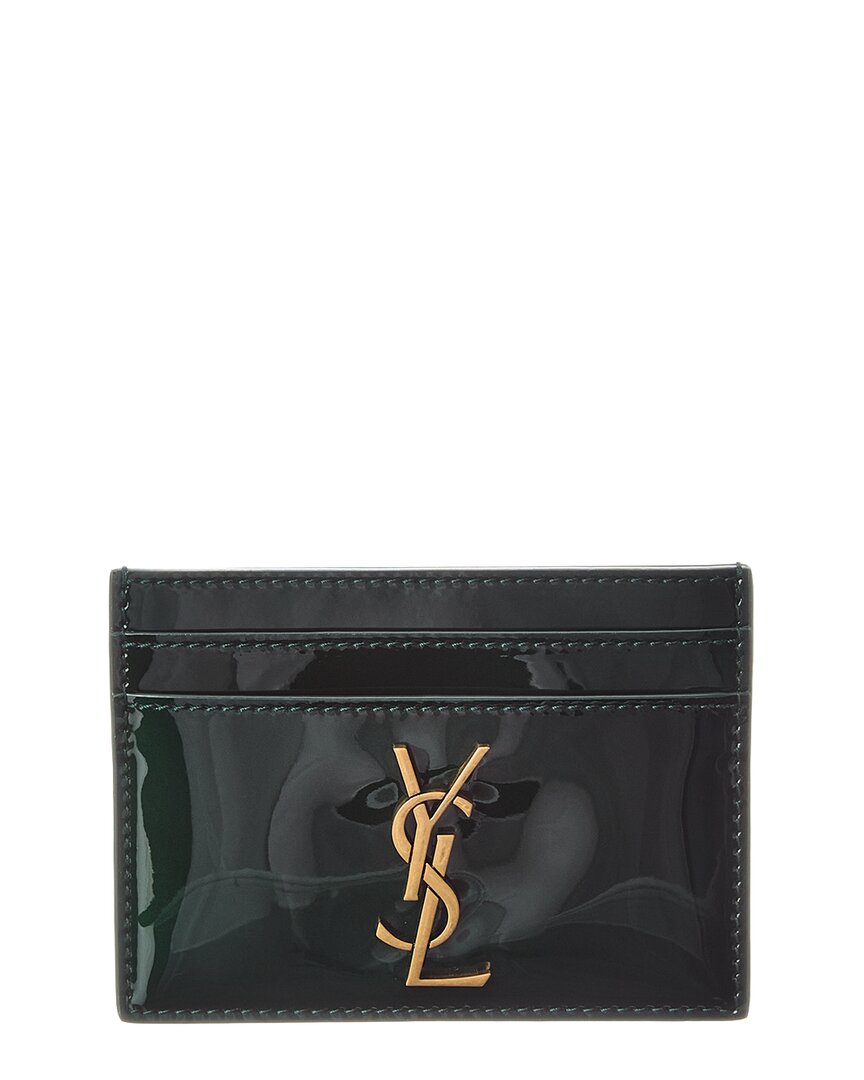 Saint Laurent Cassandre Patent Card Case In Green