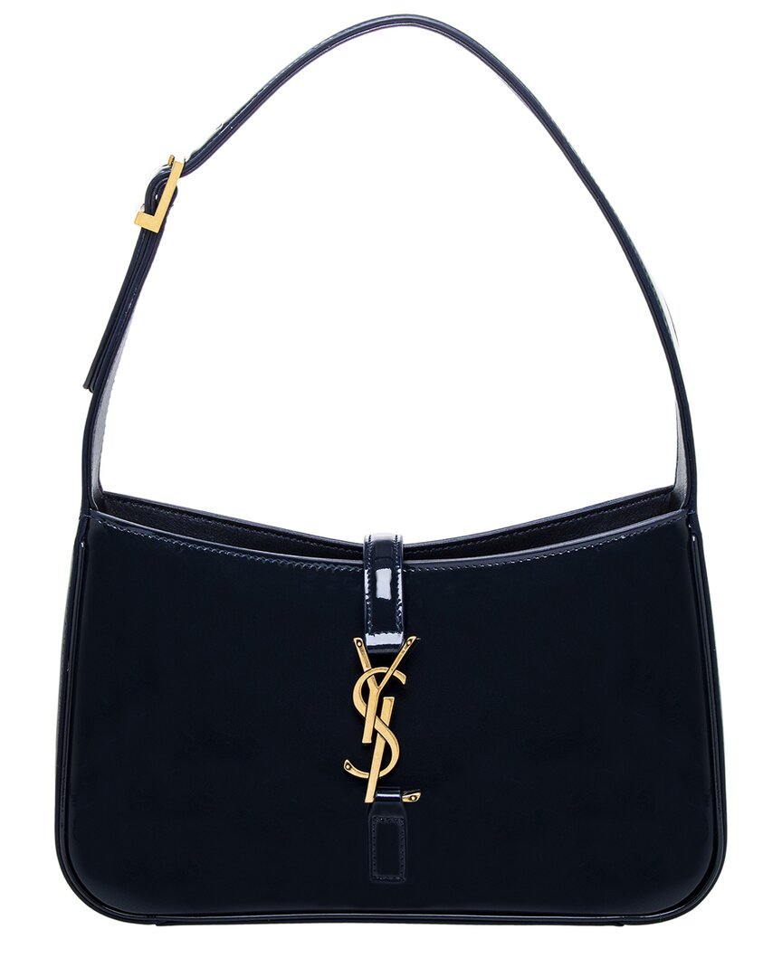 Saint Laurent Le 5 A 7 Patent Hobo Bag In Blue