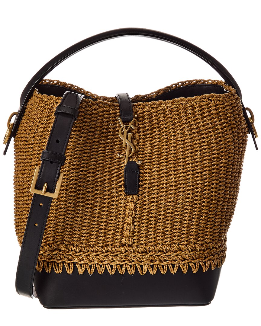 Saint Laurent Le 37 Rope & Leather Bucket Bag In Brown