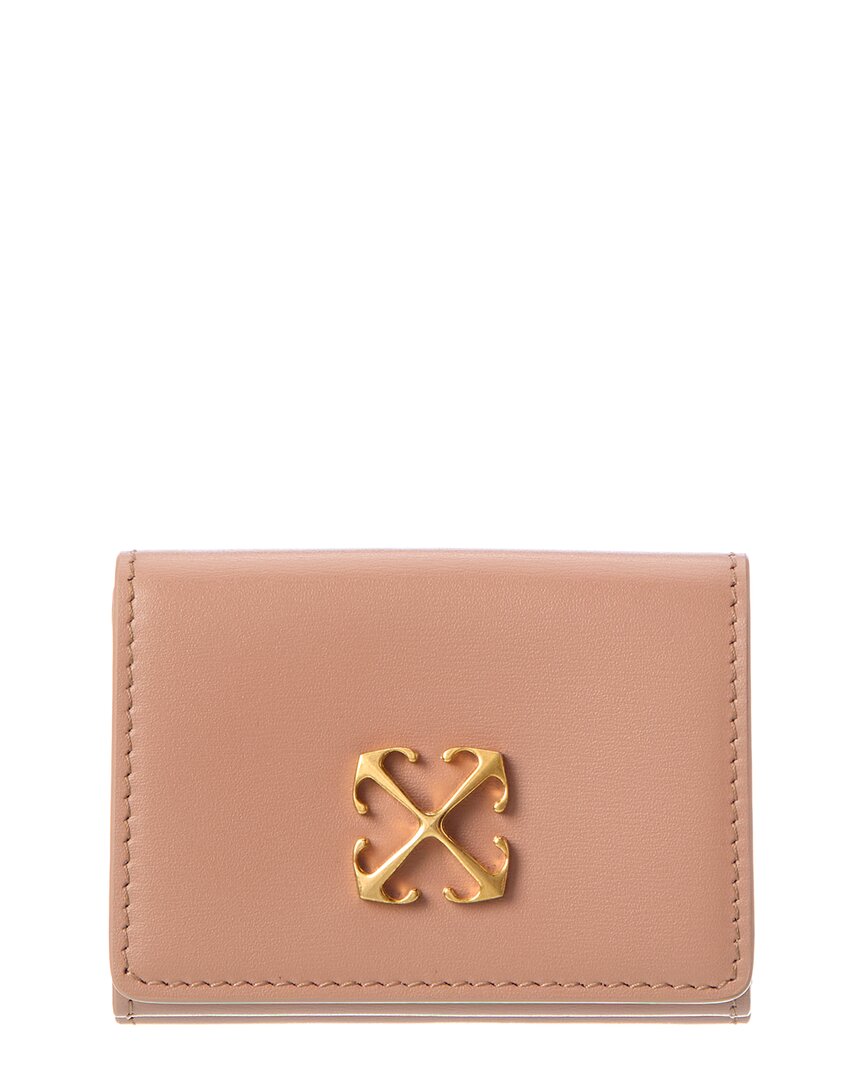 Off-white ™ Jitney Mini Compact Leather Wallet In Brown