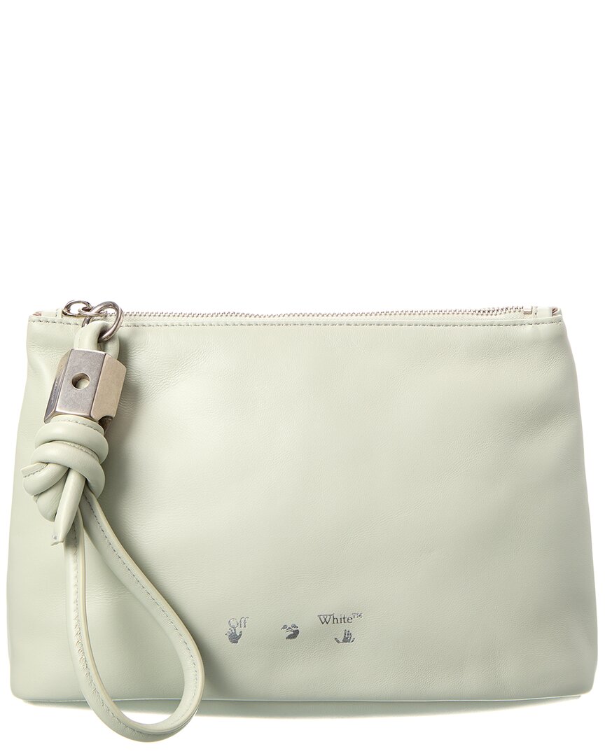 Off-white ™ Slider Zipped Leather Pouch In Green