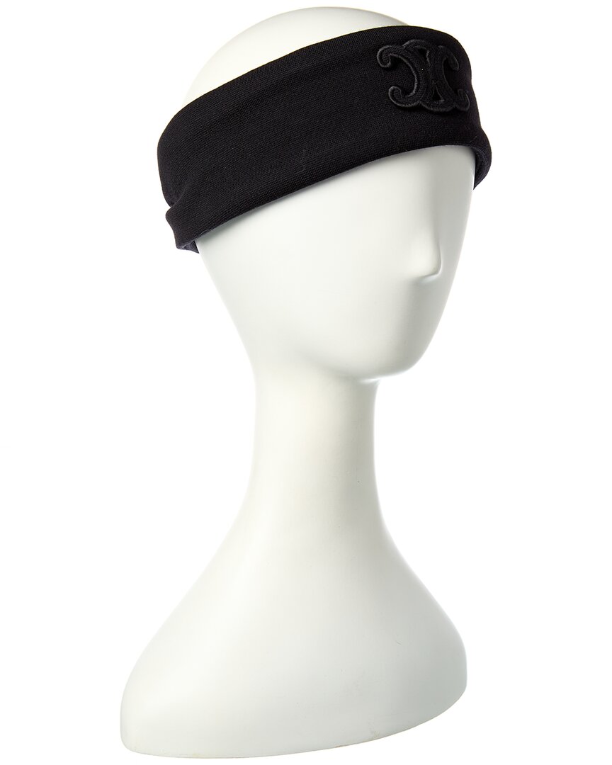 Celine Triomphe-patch Wool Headband In Black
