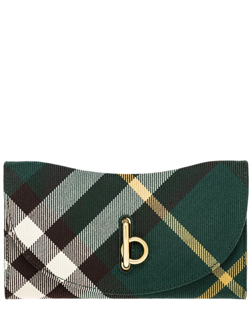 Shop Burberry Rocking Horse Leather-trim Continental Wallet In Green