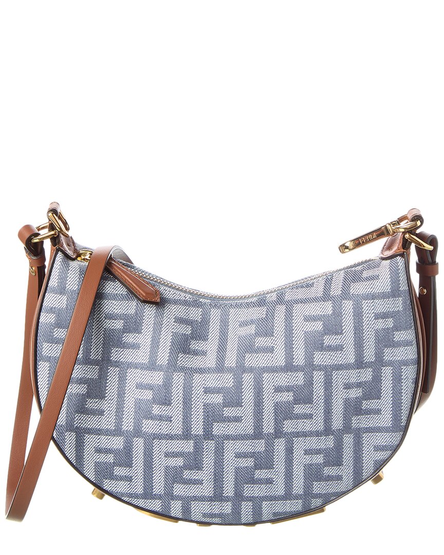 Fendi Dnu Inv  Graphy Mini Ff Denim & Leather Hobo Bag