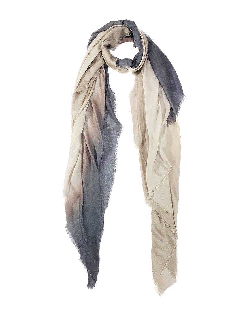 Blue Pacific Vintage Dip-dye Ombre Cashmere-blend Scarf In Gray