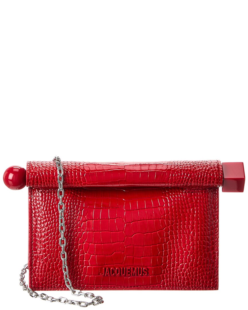 Jacquemus The Small Rond Carre Croc-embossed Leather Clutch