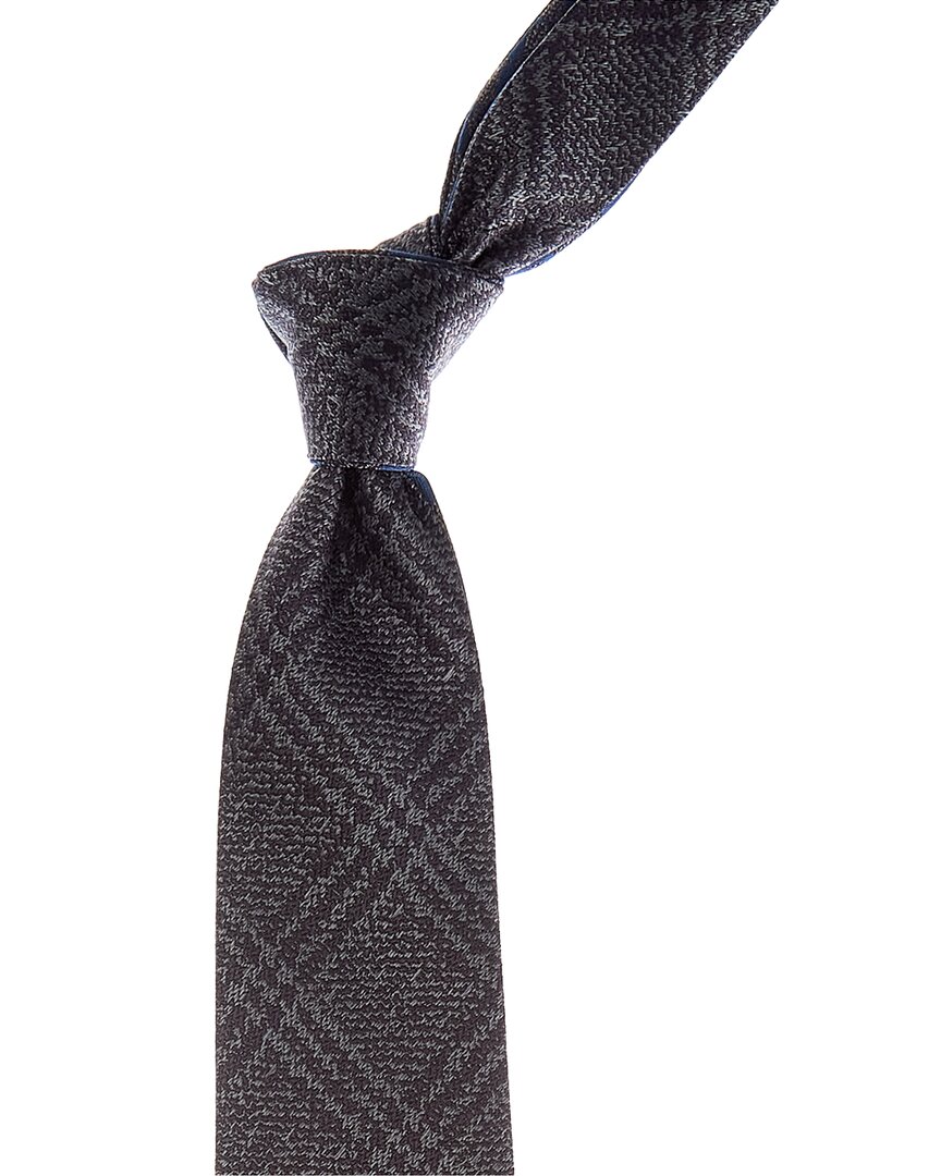 Canali Blue & Grey Squares/check Reversible Silk Tie